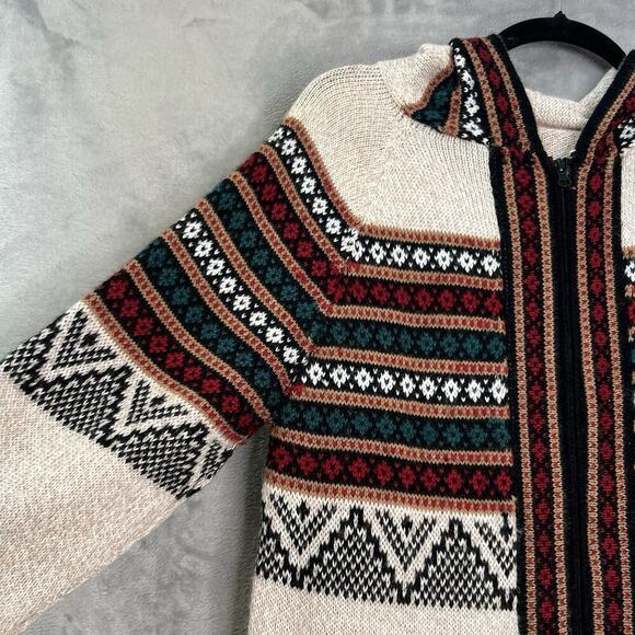 Artesania‎ Edm Peruvian Alpaca Wool Full Zip Hooded Sweater Southwestern Sz M - Picture 6 of 14